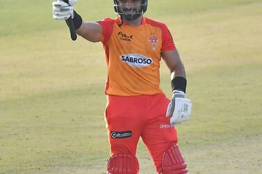 Islamabad United's Asif Ali scored a fine half-century in the PSL 2021 match against Lahore Qalandars. Photo: PCB