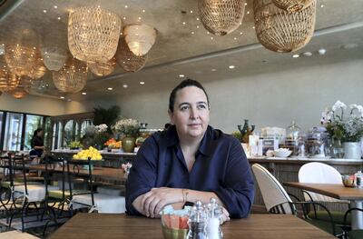 DUBAI, UNITED ARAB EMIRATES , June 18  – 2020 :- Natasha Sideris, owner of the Tashas café at the Galleria Mall in Al Barsha in Dubai.  (Pawan Singh / The National) For Lifestyle. Story by Ashleigh Stewart