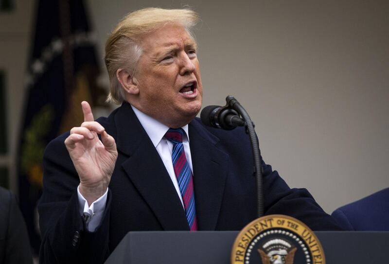 U.S. President Donald Trump speaks during a news conference in the Rose Garden of the White House in Washington, D.C., U.S., on Friday, Jan. 4, 2019. Trump said he's considered declaring a national emergency to circumvent Congress and build a wall on the U.S. border with Mexico. Photographer: Al Drago/Bloomberg