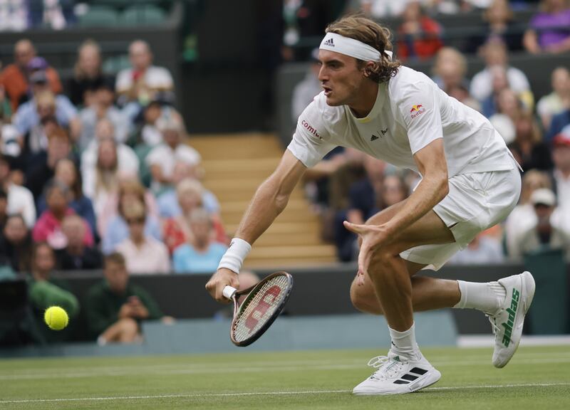 Stefanos Tsitsipas of Greece in action in the men's second-round match against Jordan Thompson. EPA