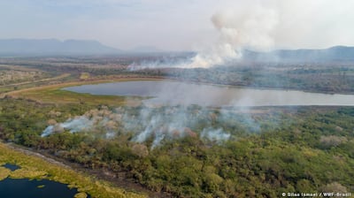 Photo 2Aerial view of fires in the Pantanal, world's largest wetland. These fires are near Ladário (Black Bay), Mato Grosso do Sul, Brazil. (c) Silas Ismael, WWF-Brasil, 07.31.2020