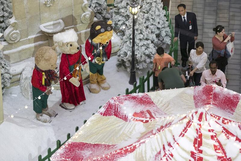 Families visit Winter Wonderland in Dubai Mall. Reem Mohammed / The National