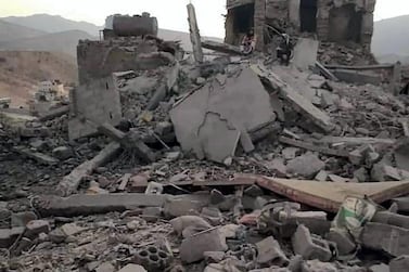 The ruins of home of Col Jamal Al Awlaki in Al Mahfrd district after an attack by suspected Al Qaeda militants on February 9, 2020. Courtesy of Cpt Salah Al Yousfi