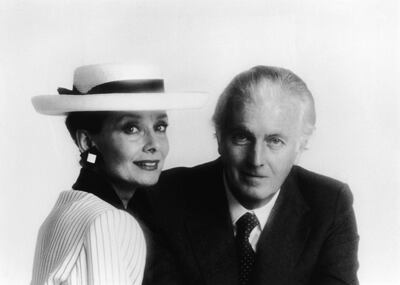 FILE - 12 MARCH 2018: French fashion designer Hubert de Givenchy, 91, the creator of the famed "Little black dress" a has died. Portrait of Belgian-born actress Audrey Hepburn (1929 - 1993) and French fashion designer Hubert De Givenchy, mid 1980s. (Photo by Hulton Archive/Getty Images)