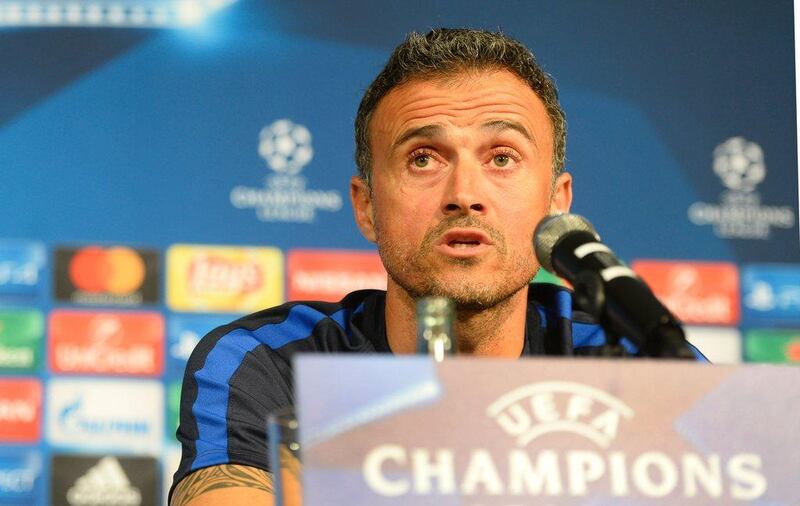 Barcelona manager Luis Enrique attends a press conference. Roberto Pfeil / AFP