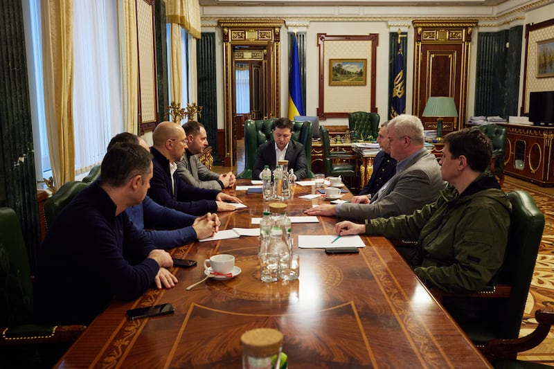 Ukrainian President Volodymyr Zelenskyy holds an urgent government meeting in Kiev to discuss the next step. AFP