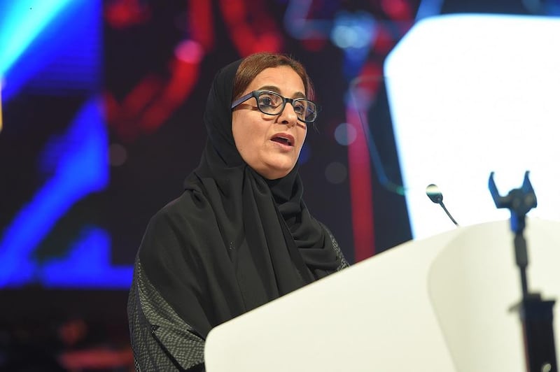 Sheikha Lubna bint Khalid Al Qasimi, Minister of State for Tolerance and President of Zayed University, addresses the gathering.