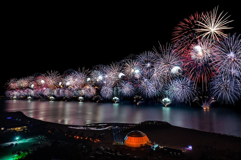 The New Year's Eve celebrations in Ras Al Khaimah #RAKNYE 2022 dazzled everyone with a fireworks display that shattered two Guinness World Records. Photo: Marjan RAK/twitter