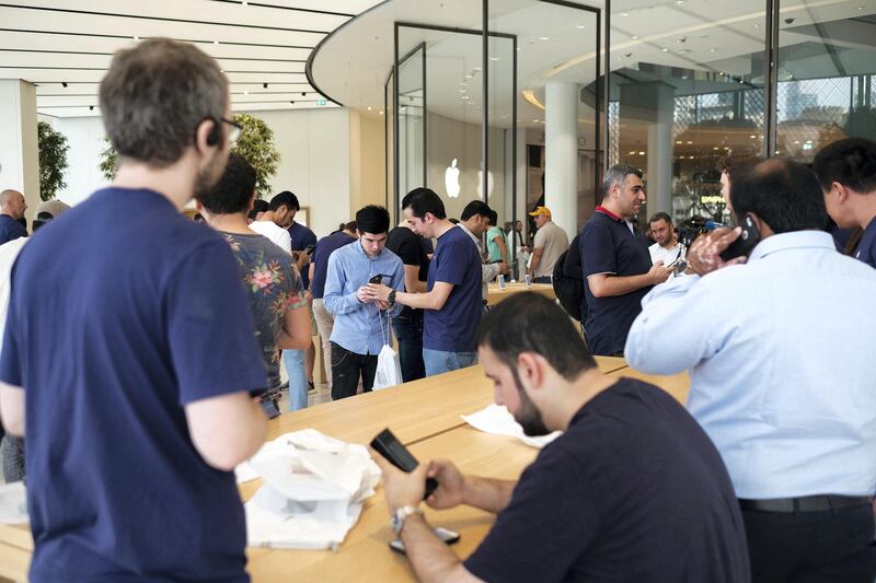 23.09.17. iPhone 8 launch in Dubai Mall Saturday morning. People has waited in line since early morning and others has pre ordered a phone online. 

Anna Nielsen For The National.