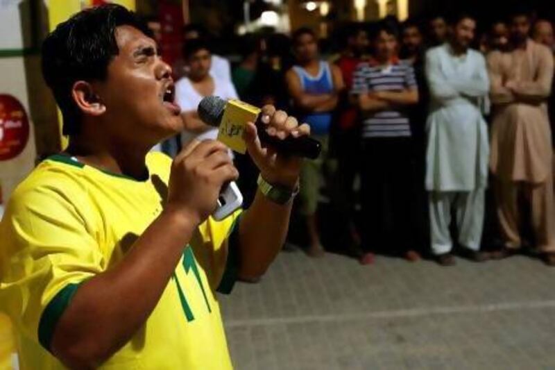 Suraj Subba from Nepal sings during the first audition for the Camp Ka Champ in Dubai. Satish Kumar / The National