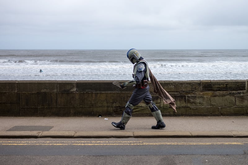 A Mandalorian on the seafront