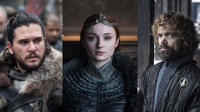 Kit Harrongton as Jon Snow, Sophie Turner as Sansa Stark and Peter Dinklage as Tyrion Lannister in Game of Thrones. Courtesy HBO