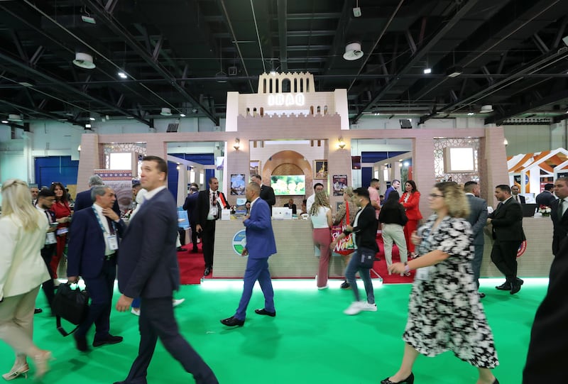 The Iraqi Tourist Board's stand at the Arabian Travel Market at the World Trade Centre in Dubai. Chris Whiteoak / The National