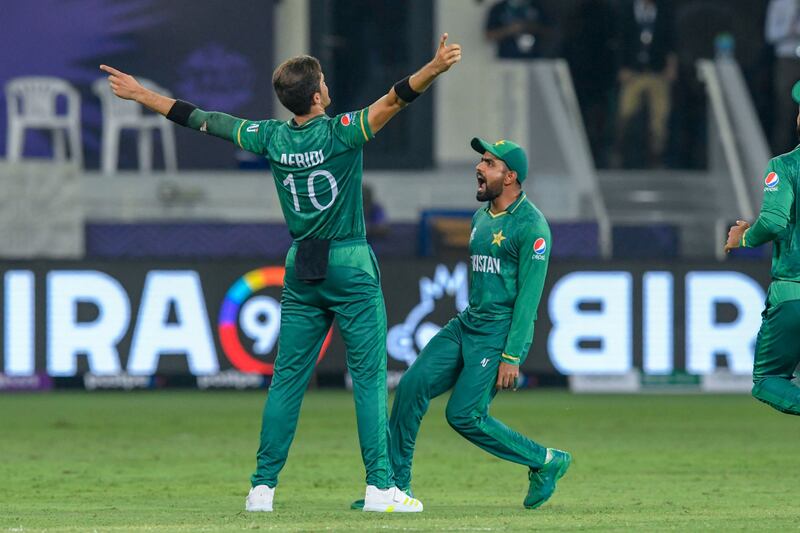 Shaheen Afridi, left, and captain Babar Azam will be the highest paid Pakistan cricketers after their board announced new central contracts. AFP