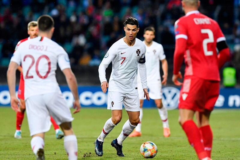 Portugal's forward Cristiano Ronaldo controls the ball. AFP