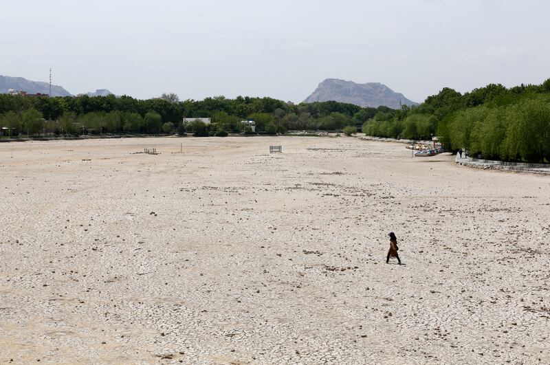 The Zayandeh Rud river in Isfahan, which now runs dry owing to water extraction. AFP