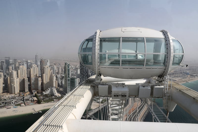 A cabin at the end of one of Ain Dubai's spokes. Pawan Singh / The National