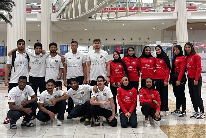 The UAE jiu-jitsu national team on their arrival at the Dubai International Airport on Wednesday, March 1, 2023. Photo: UAEJJF