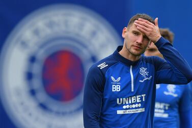 Rangers' Croatian defender Borna Barisic attends a team training session at the Rangers Training Centre in Glasgow on May 12, 2022, ahead of their Europa League final football match against Eintracht Frankfurt on May 18th.  (Photo by ANDY BUCHANAN  /  AFP)