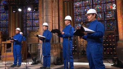 This video frame grab from Images France Televisions shows musicians of the Maitrise Notre-Dame de Paris performing inside the Notre-Dame de Paris Cathedral in Paris on Christmas Eve, December 24, 2020, for the first time since the Cathedral was partially destroyed in a fire on April 15, 2019. RESTRICTED TO EDITORIAL USE - MANDATORY CREDIT "AFP PHOTO / IMAGES FRANCE TELEVISIONS" - NO MARKETING NO ADVERTISING CAMPAIGNS - DISTRIBUTED AS A SERVICE TO CLIENTS --- NO ARCHIVE ---
 / AFP / IMAGES FRANCE TELEVISIONS / STR / RESTRICTED TO EDITORIAL USE - MANDATORY CREDIT "AFP PHOTO / IMAGES FRANCE TELEVISIONS" - NO MARKETING NO ADVERTISING CAMPAIGNS - DISTRIBUTED AS A SERVICE TO CLIENTS --- NO ARCHIVE ---
