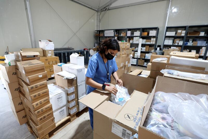 Nurse manager Elizabeth Mathew visits the store during a visit to the SEHA field hospital for Covid-19 patients in Sharjah on April 25th, 2021. Chris Whiteoak / The National. 
Reporter: Kelly Clarke for News