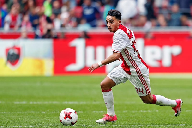 epa08326903 (FILE) - Dutch midfielder Abdelhak Nouri of Ajax in action during the Dutch Eredivisie soccer match between Ajax Amsterdam and Go Ahead Eagles in Amsterdam, Netherlands, 07 May 2017 (re-issued on 27 March 2020). Abdelhak Nouri left hospital after waking up from his coma after 32 months following a cardiac arrest he suffered during a pre-season soccer match in 2017, media reports stated on 27 March 2020.  EPA/STANLEY GONTHA *** Local Caption *** 53644959