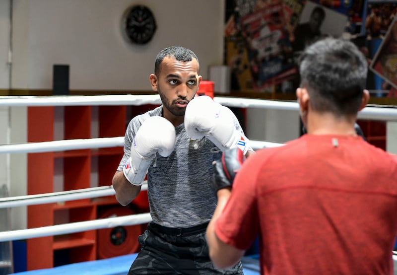 Sultan Al Nuaimi secured a second-round knockout over Vanesy Heuangthisouan at the Asian Games. Khushnum Bhandari / The National