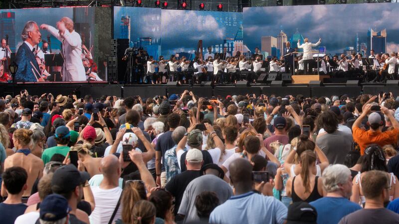 Crowds enjoy a performance by Andrea Bocelli. Reuters