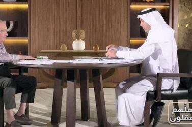 Dr Muhammad Shahrour appears on the television show La’alahum Ya'qilun. Courtesy Abu Dhabi Media