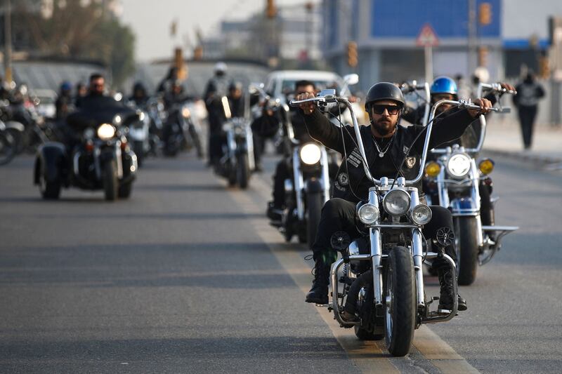 Members of Iraq's biker crew Bond Brothers MC in Baghdad. 