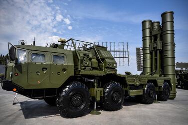 (FILES) In this file photo taken on August 22, 2017 Russian S-400 anti-aircraft missile launching system is displayed at the exposition field in Kubinka Patriot Park outside Moscow during the first day of the International Military-Technical Forum Army-2017. President Recep Tayyip Erdogan said on June 25, 2019 that NATO-member Turkey would take delivery of Russia's S-400 missile defence system in July -- a deal that has created tensions with the United States. / AFP / Alexander NEMENOV