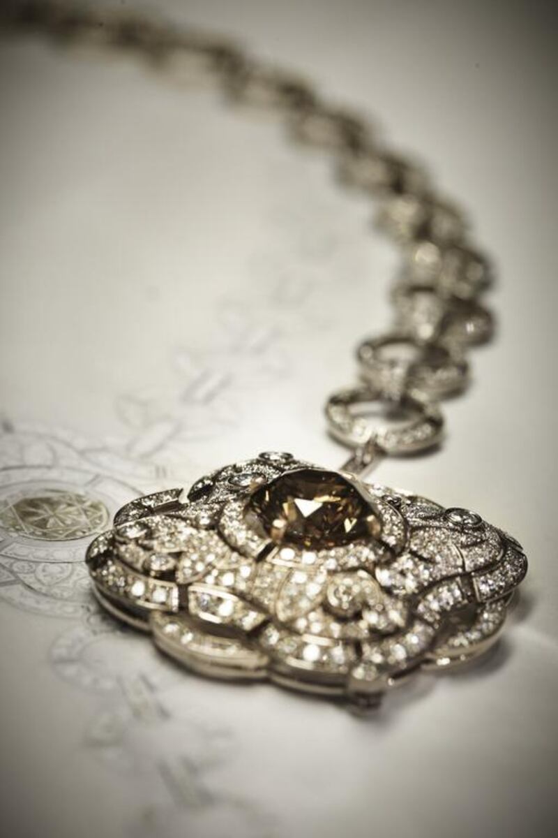 Chanel's Particulière necklace features an 11.6-carat dark yellow brown diamond. Courtesy Chanel Fine Jewelry