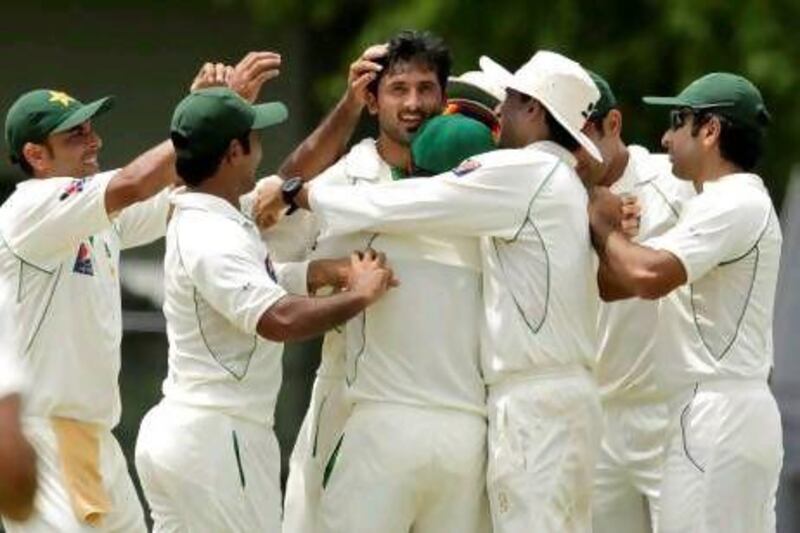 Pakistan’s bowler Junaid Khan, centre, was man of the match in the second Test against Sri Lanka.