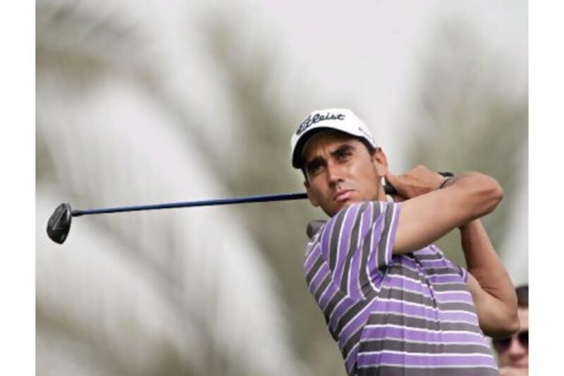 Rafael Cabrera-Bello tees shot a nine-under round in the Dubai Desert Classic yesterday.