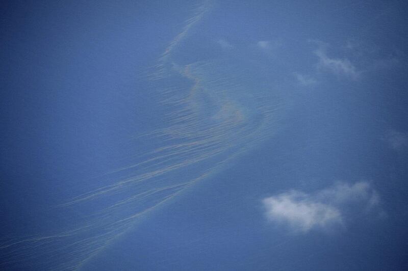 An aerial view of what is believed to be an oil slick taken from a Vietnamese Air Force aircraft stretching a length of about 80km in the sea off the Vietnamese coast. EPA