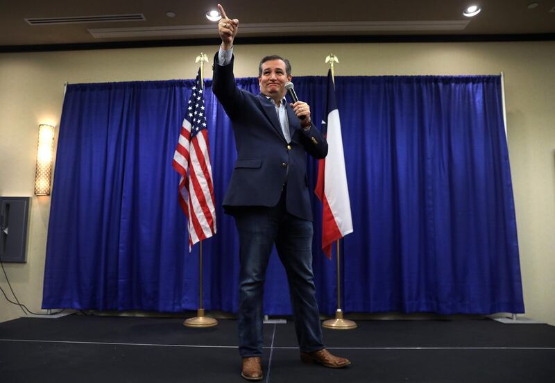 US Senator Ted Cruz speaks at a campaign rally in Victoria, Texas. Reuters