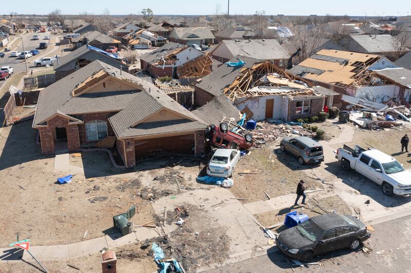 Homes damaged after a tornado in Norman, Oklahoma. AP 