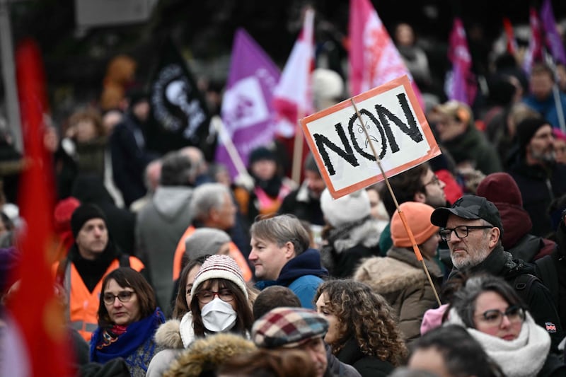 A rally called by French trade unions in Nantes. AFP