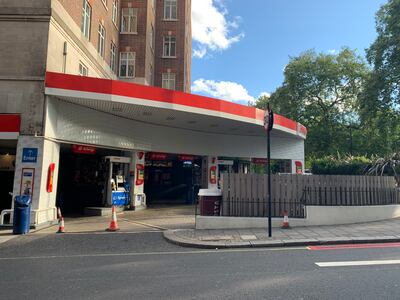 The Esso garage on Park Lane in Mayfair, London, ran out of fuel on Monday. Photo: The National