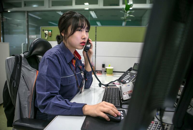 Byun Hyejin, an engineer with SK Energy Co., a unit wholly owned by SK Innovation Co., works at company's office in Ulsan, South Korea, on Thursday, Nov. 9, 2017. Asian firms, which lag behind other regions in gender diversity, are now catching up, with SK and Japan’s Showa Shell Sekiyu K.K. focusing more on female workers. Photographer: Jean Chung/Bloomberg
