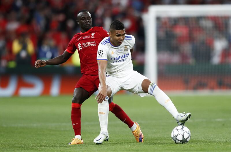 Sadio Mane of Liverpool and Casemiro of Real Madrid in action during the Champions League final. EPA 