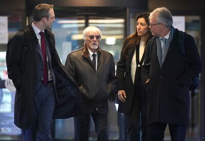 Former Formula One boss Bernie Ecclestone leaves Southwark Crown Court, London, following a hearing on Friday. PA