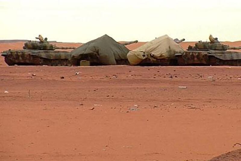 A TV still of Algerian army tanks stationed near a gas complex in In Amenas in an isolated part of the Sahara desert.