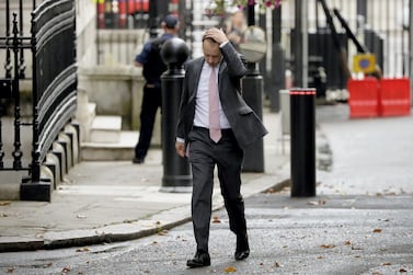 Health Secretary Matt Hancock in Downing Street.  A new survey found that the UK's pandemic response had harmed the country's reputation abroad. AP