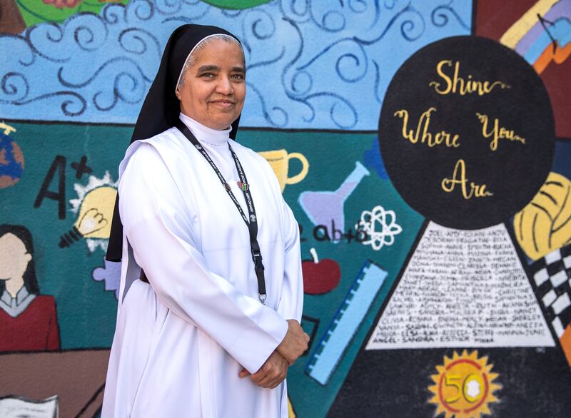 Sister Carmen, principal of St Joseph’s School in Abu Dhabi. Victor Besa / The National