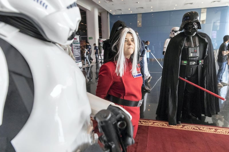 ABU DHABI, UNITED ARAB EMIRATES. 25OCTOBER 2018. Middle East Games Con held at ADNEC. The cities larhgest Games and Anime conference. Cos Play characters from the Star Wars series. (Photo: Antonie Robertson/The National) Journalist: Patrick Ryan. Section: National.