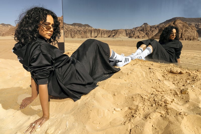 Alaa Balky features in a new Adidas Originals campaign, shot in Al Ula, Saudi Arabia. Courtesy Adidas
