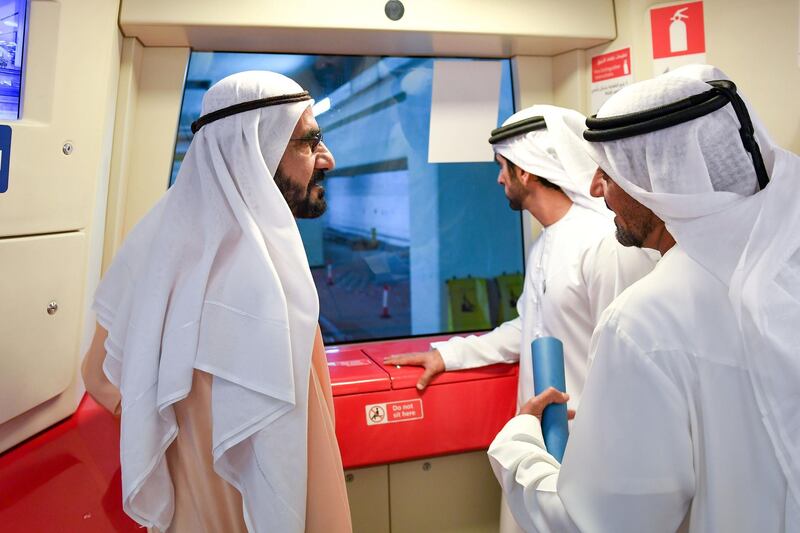 <p>Sheikh Mohammed and Sheikh Hamdan are accompanied by Sheikh Ahmed bin Saeed, president of Dubai Civil Aviation Authority and chief executive and chairman of the Emirates Group, as they visit the airport. Wam</p>
