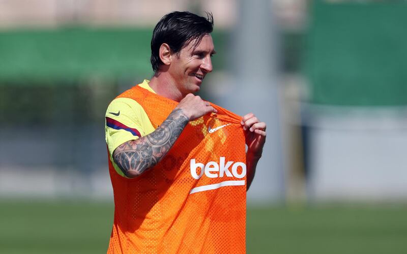 Leo Messi during a training session at Joan Gamper Sports City in Barcelona. EPA