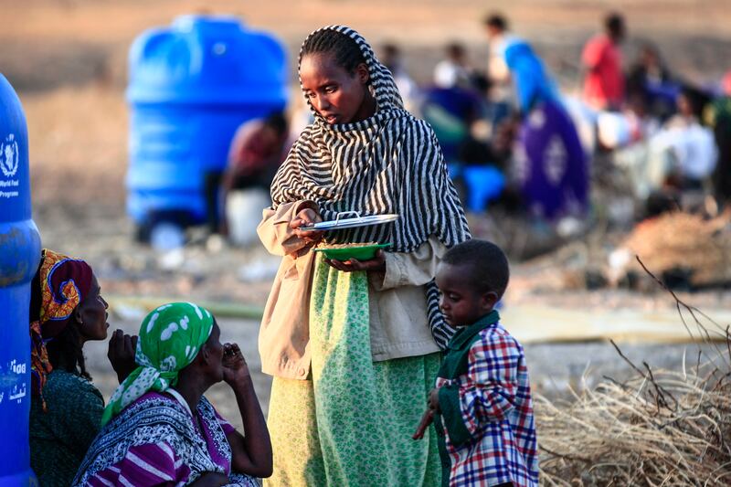 Refugees living in a camp in Sudan after fleeing violence in Tigray.